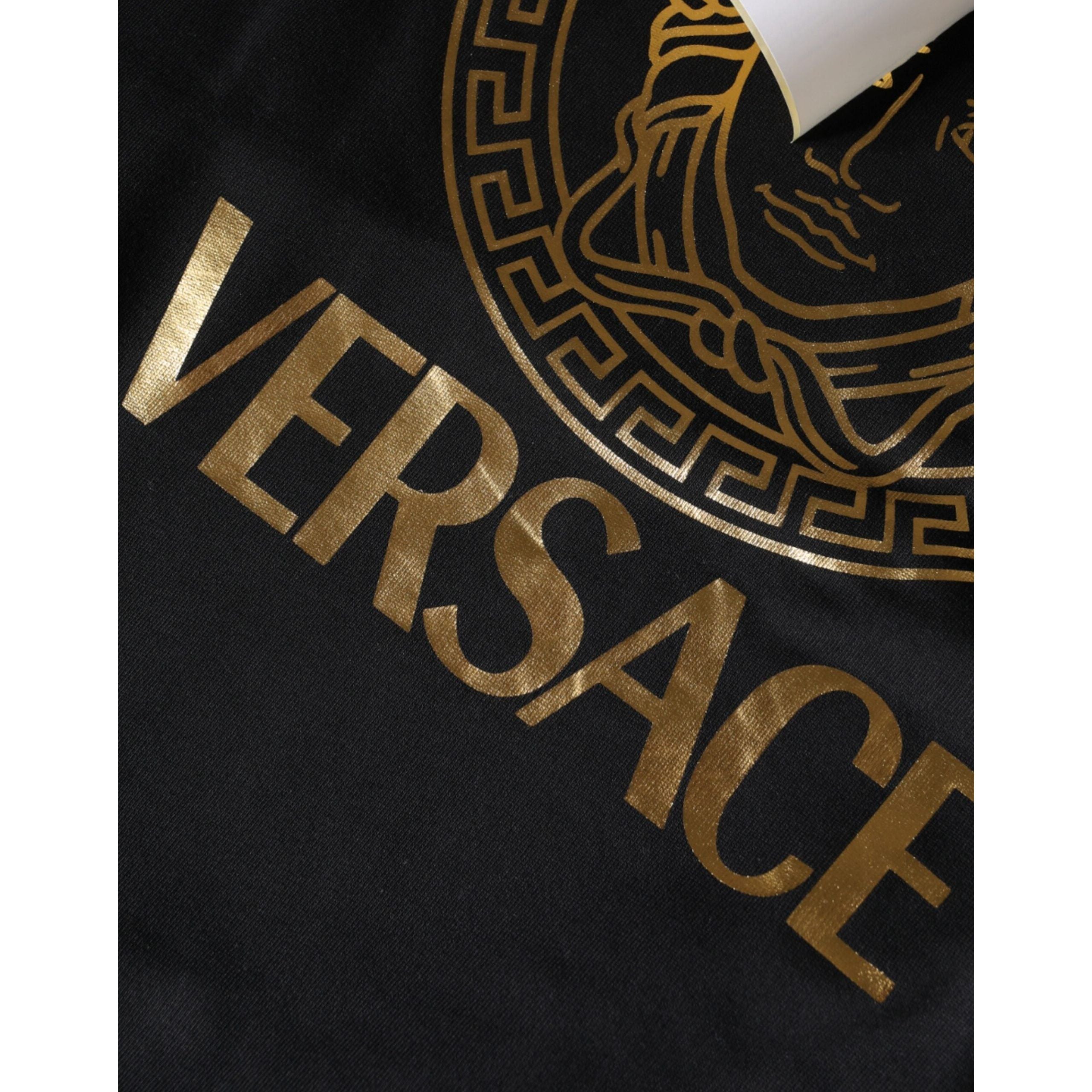 Versace Black Cotton Hoodie Pullover Sweatshirt