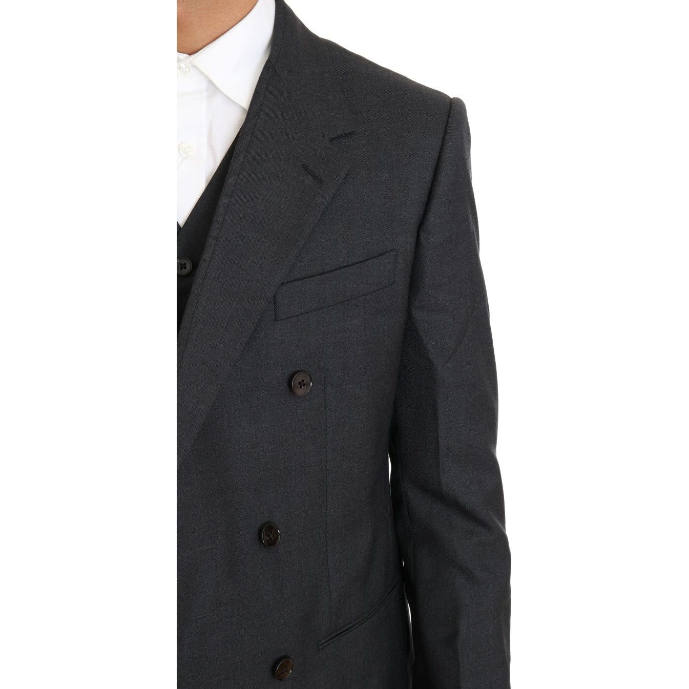 Dolce & Gabbana Gray Wool Silk Double Breasted Suit
