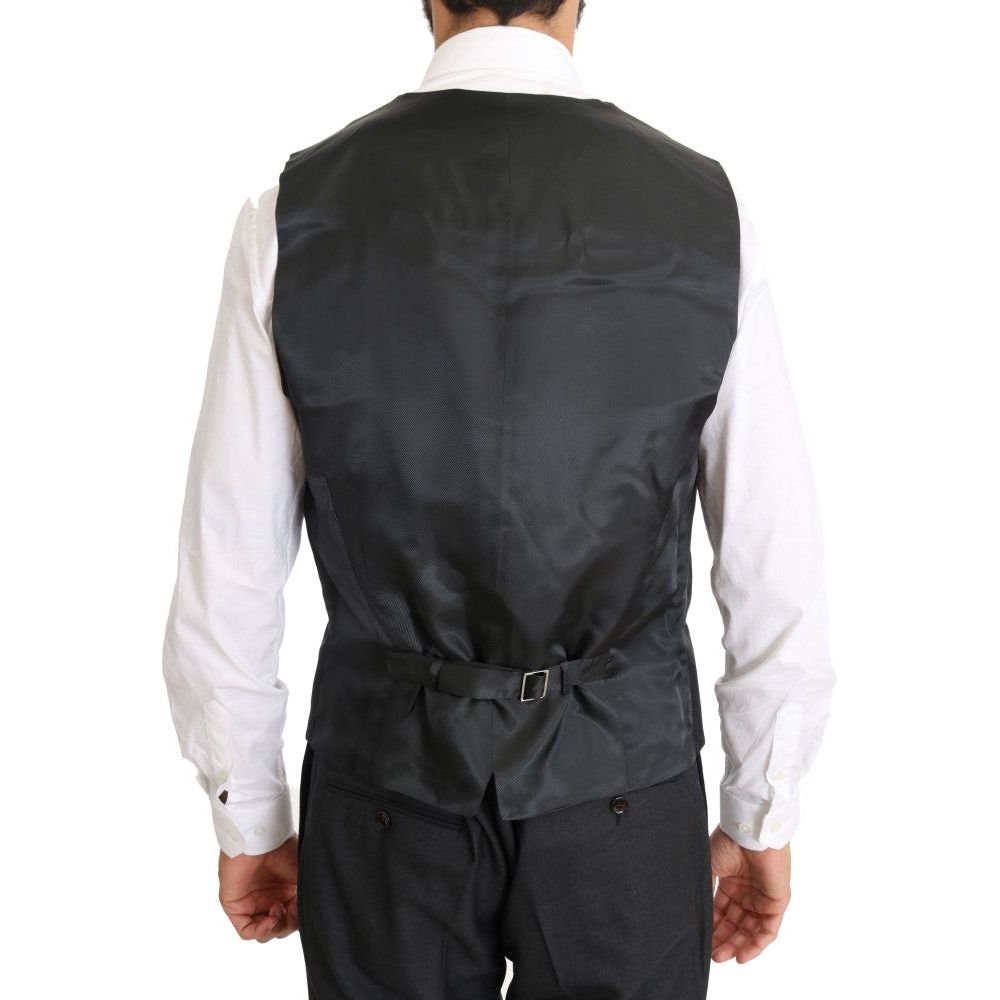 Dolce & Gabbana Gray Wool Silk Double Breasted Suit