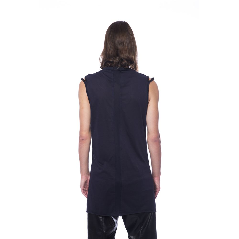 Nicolo Tonetto Black Cotton Tank Top for Effortless Elegance