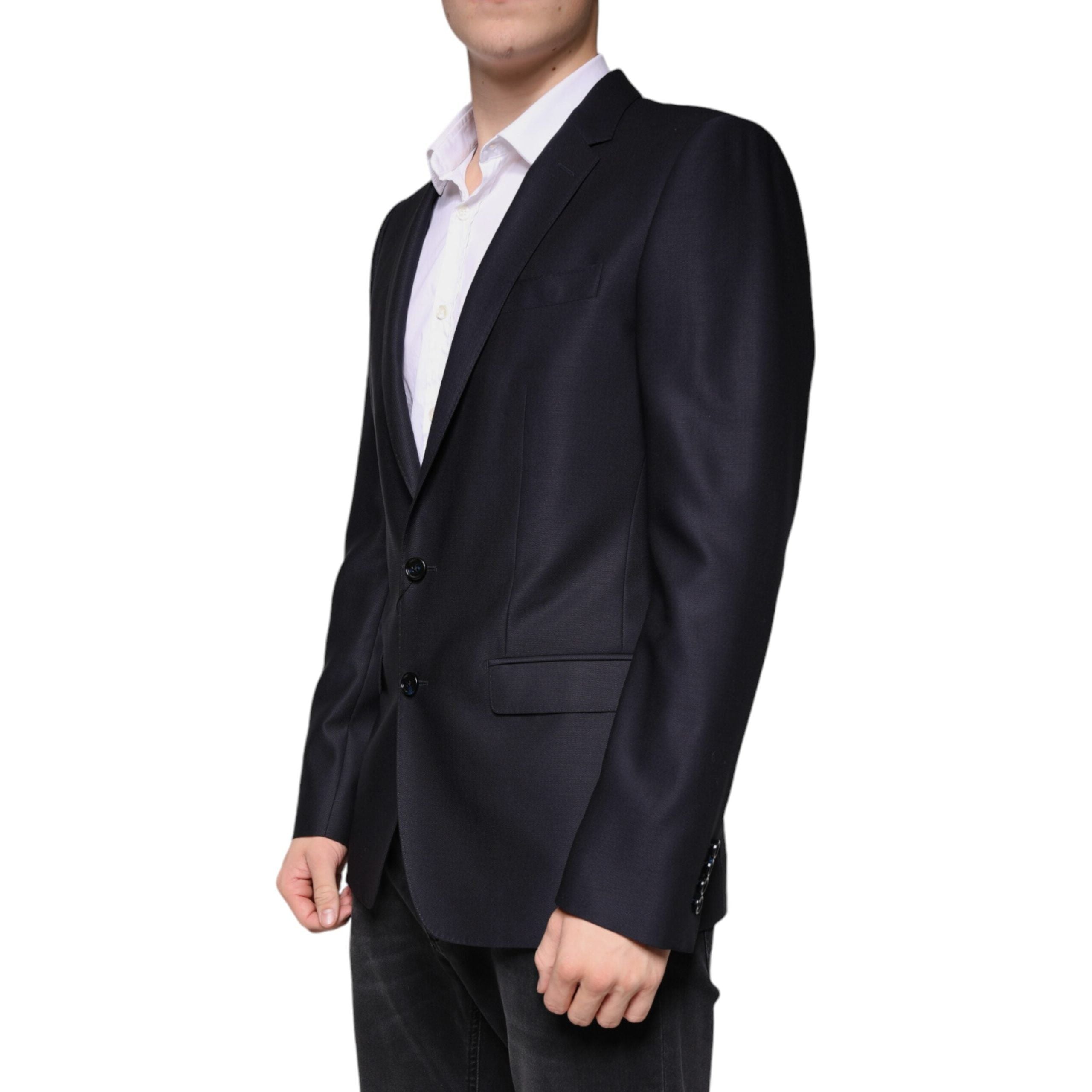 Dolce & Gabbana Dark Blue Wool Single Breasted Blazer