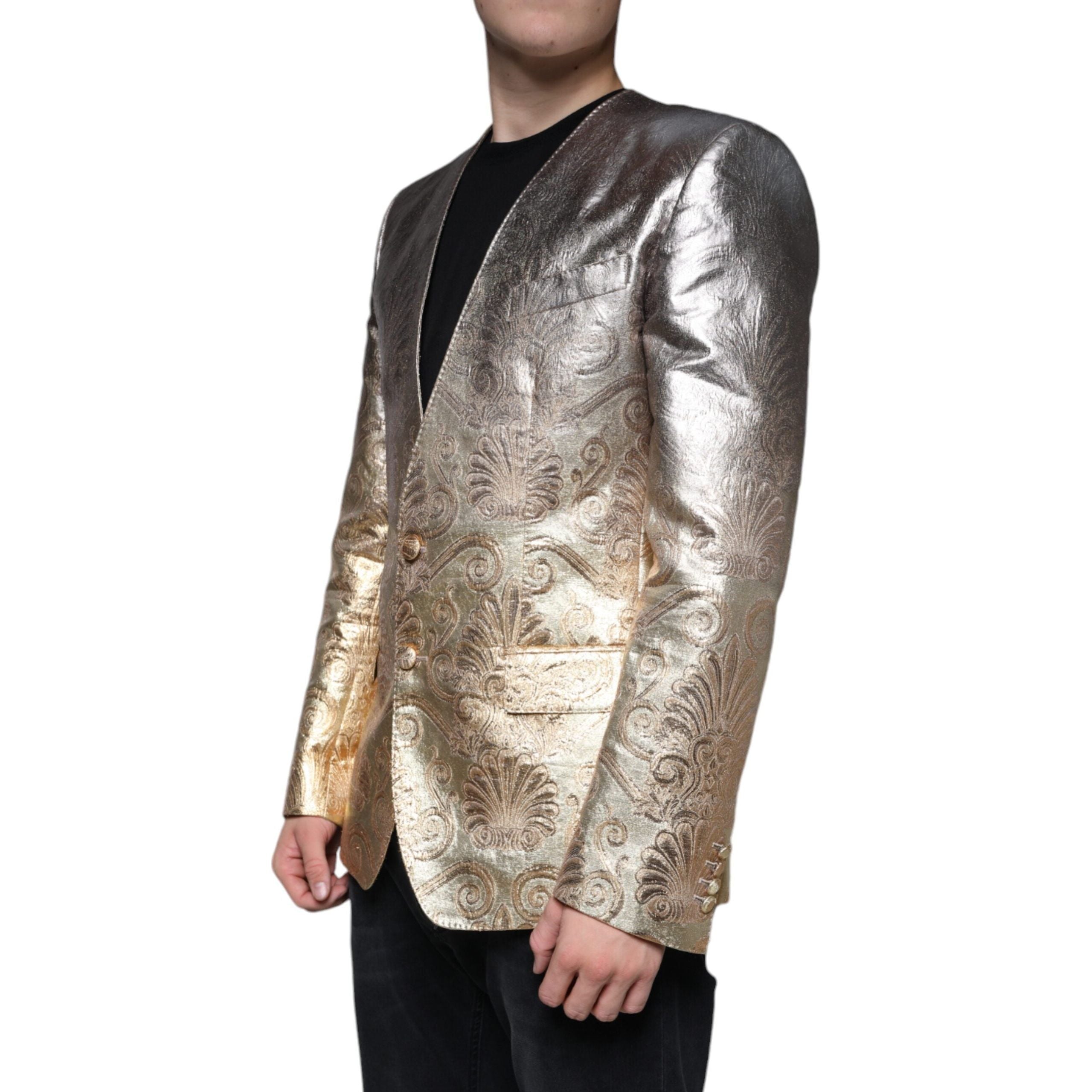 Dolce & Gabbana Gold Jacquard Dress Blazer