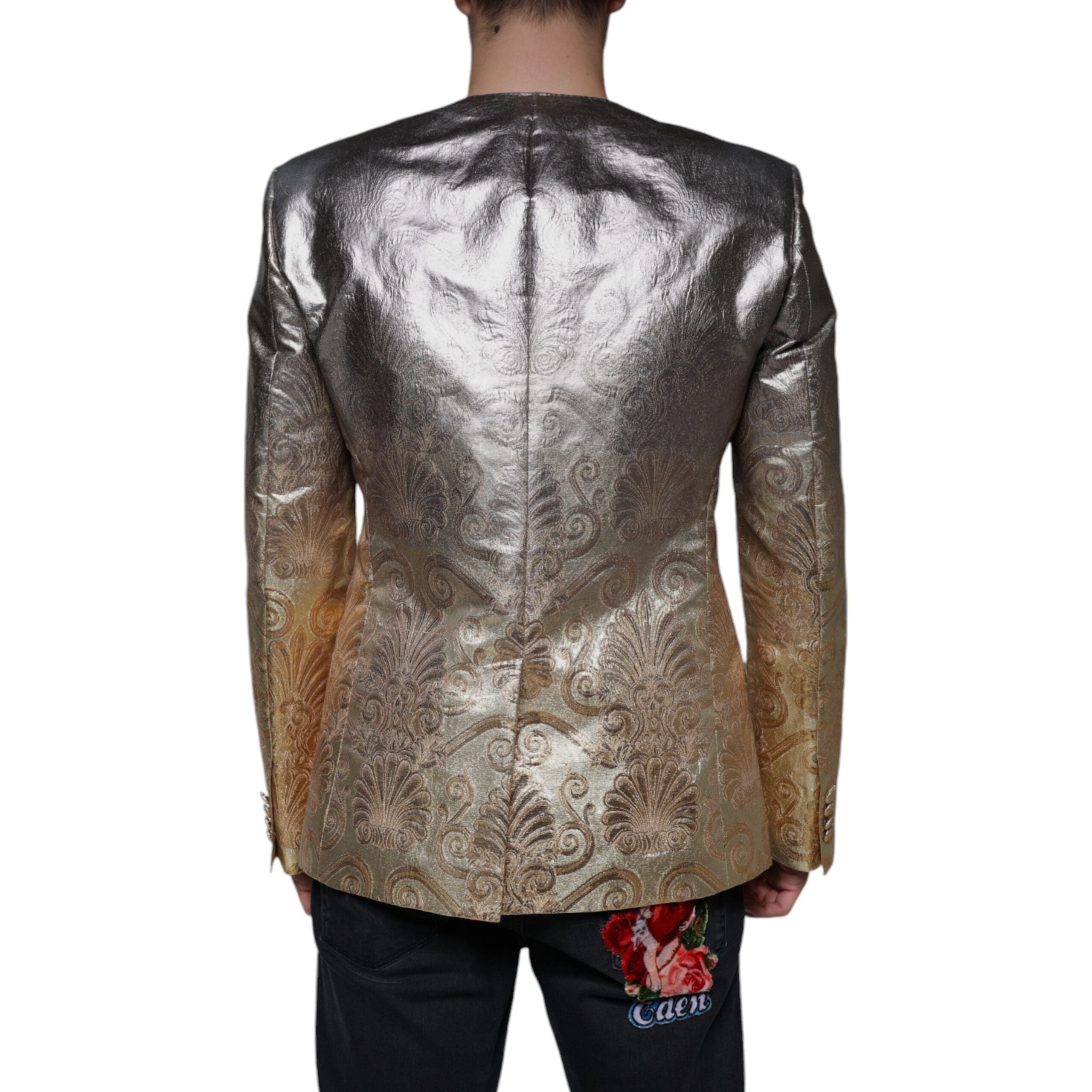 Dolce & Gabbana Gold Jacquard Dress Blazer