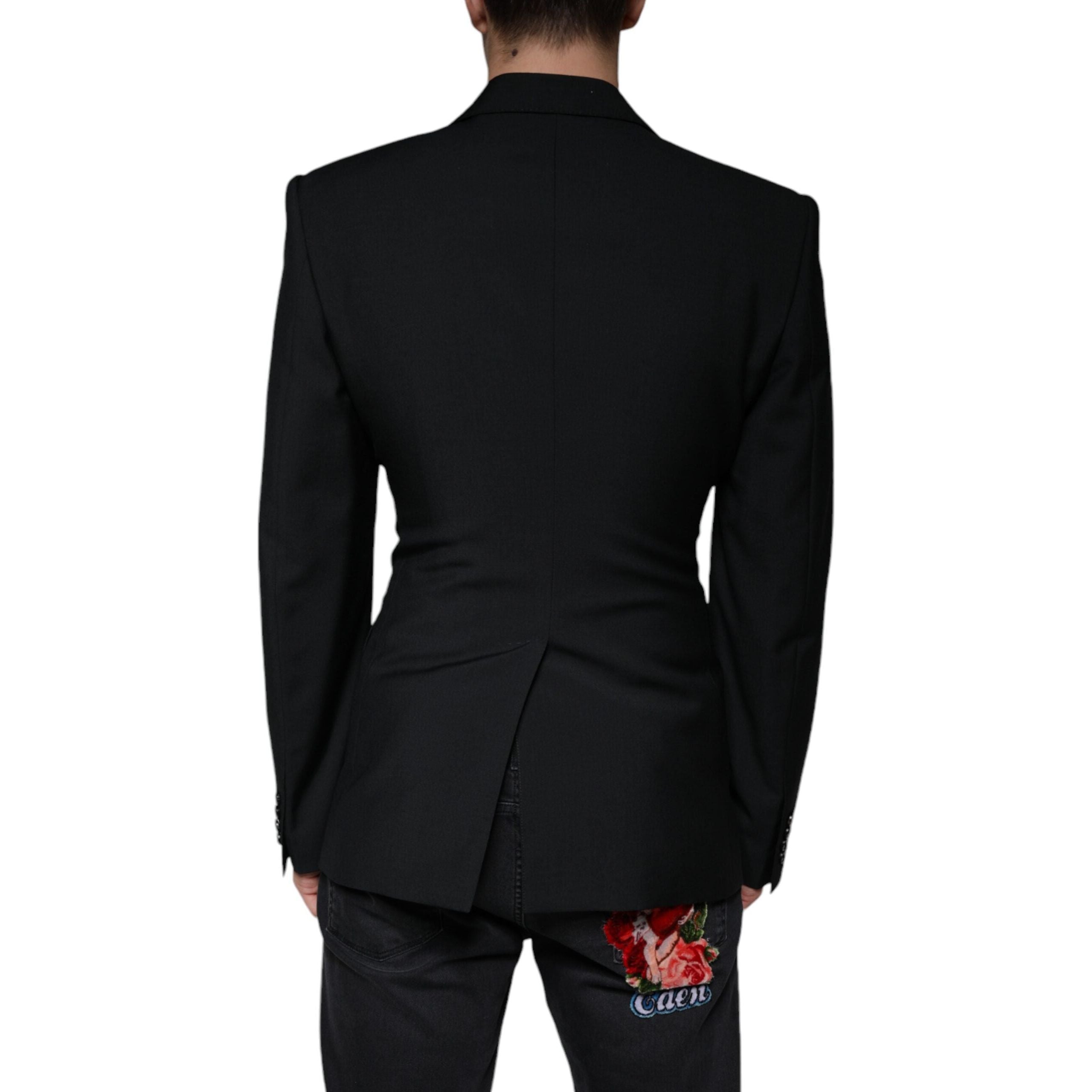 Dolce & Gabbana Black White Virgin Wool Blazer
