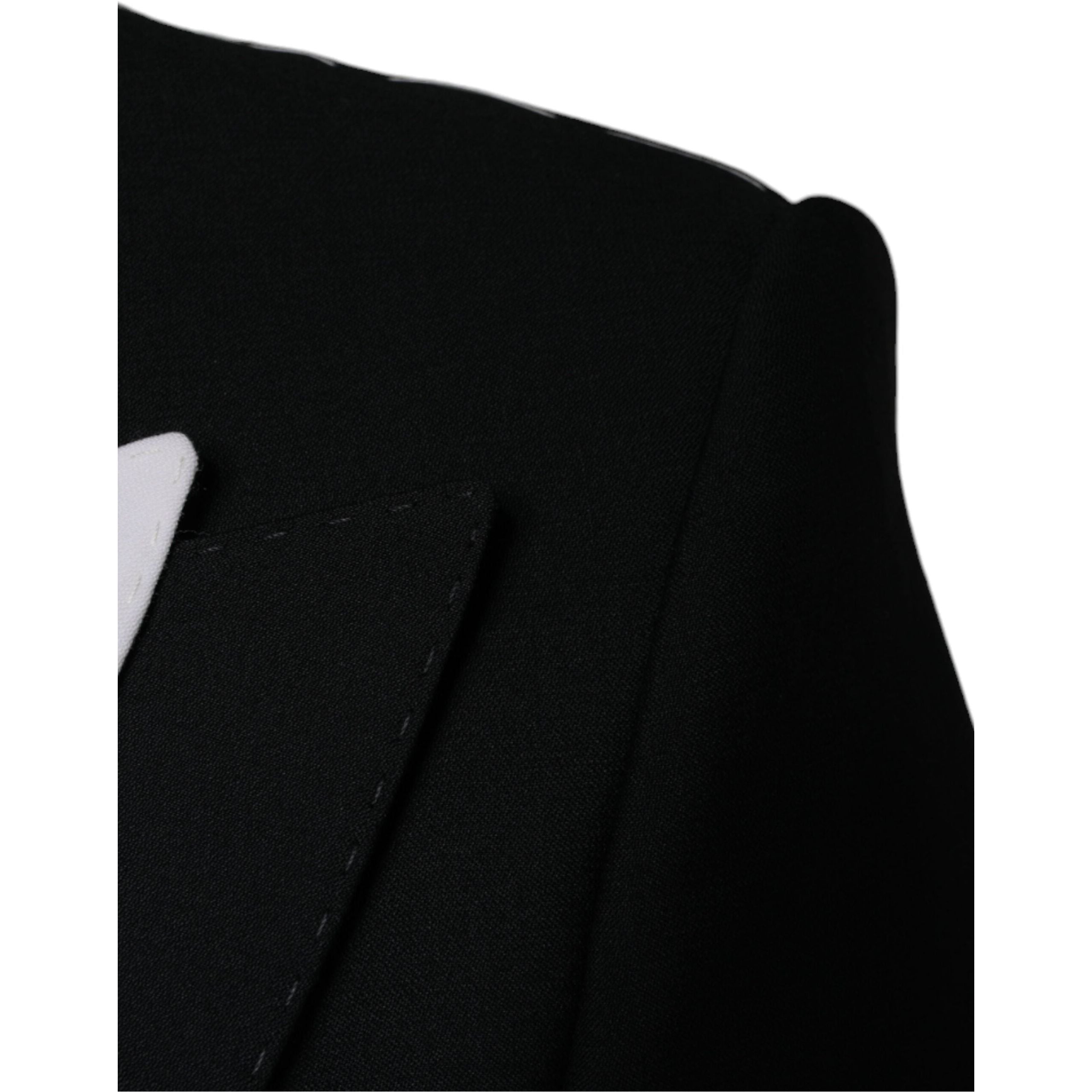 Dolce & Gabbana Black White Virgin Wool Blazer
