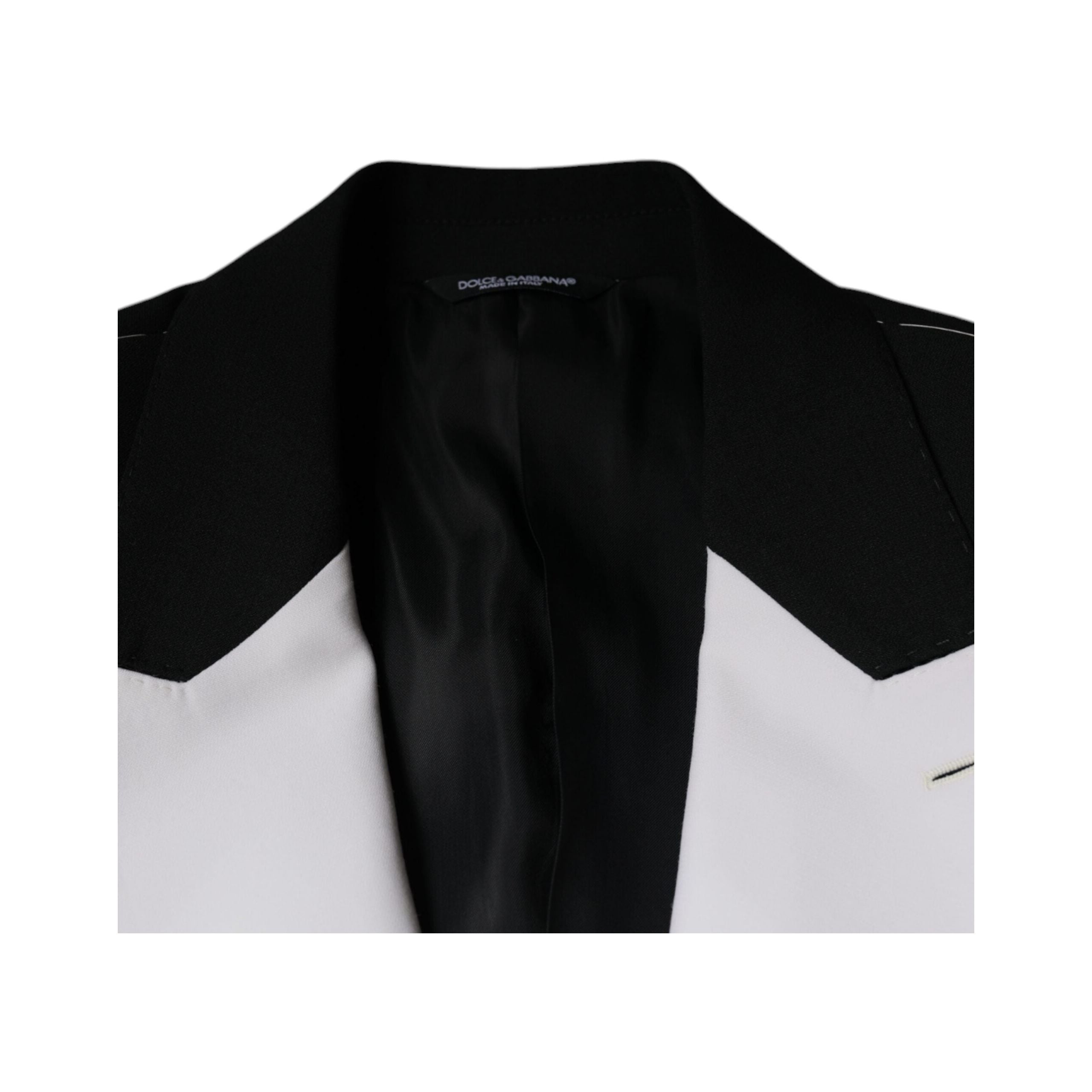 Dolce & Gabbana Black White Virgin Wool Blazer