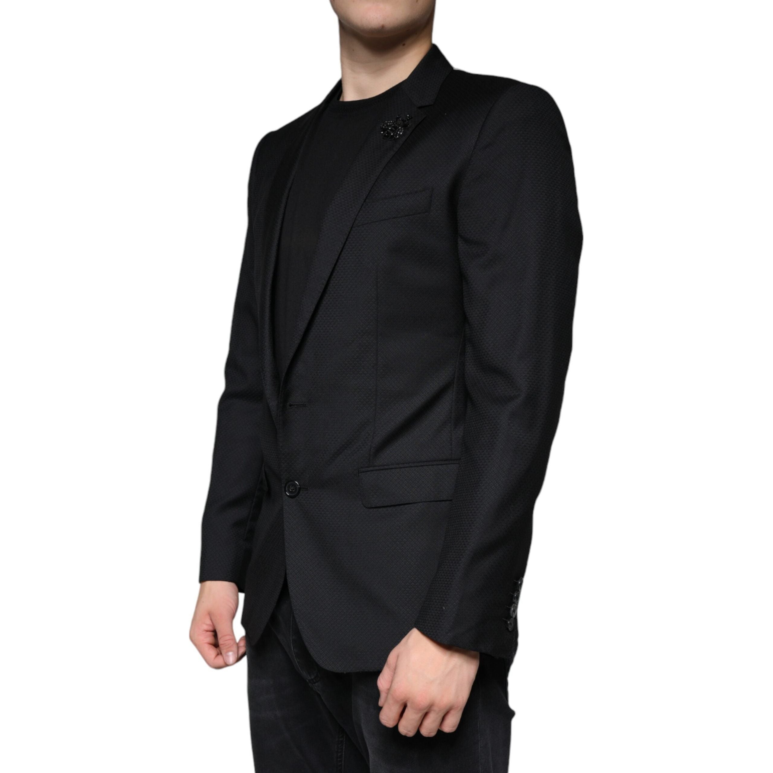 Dolce & Gabbana Black Virgin Wool Single Breasted Blazer