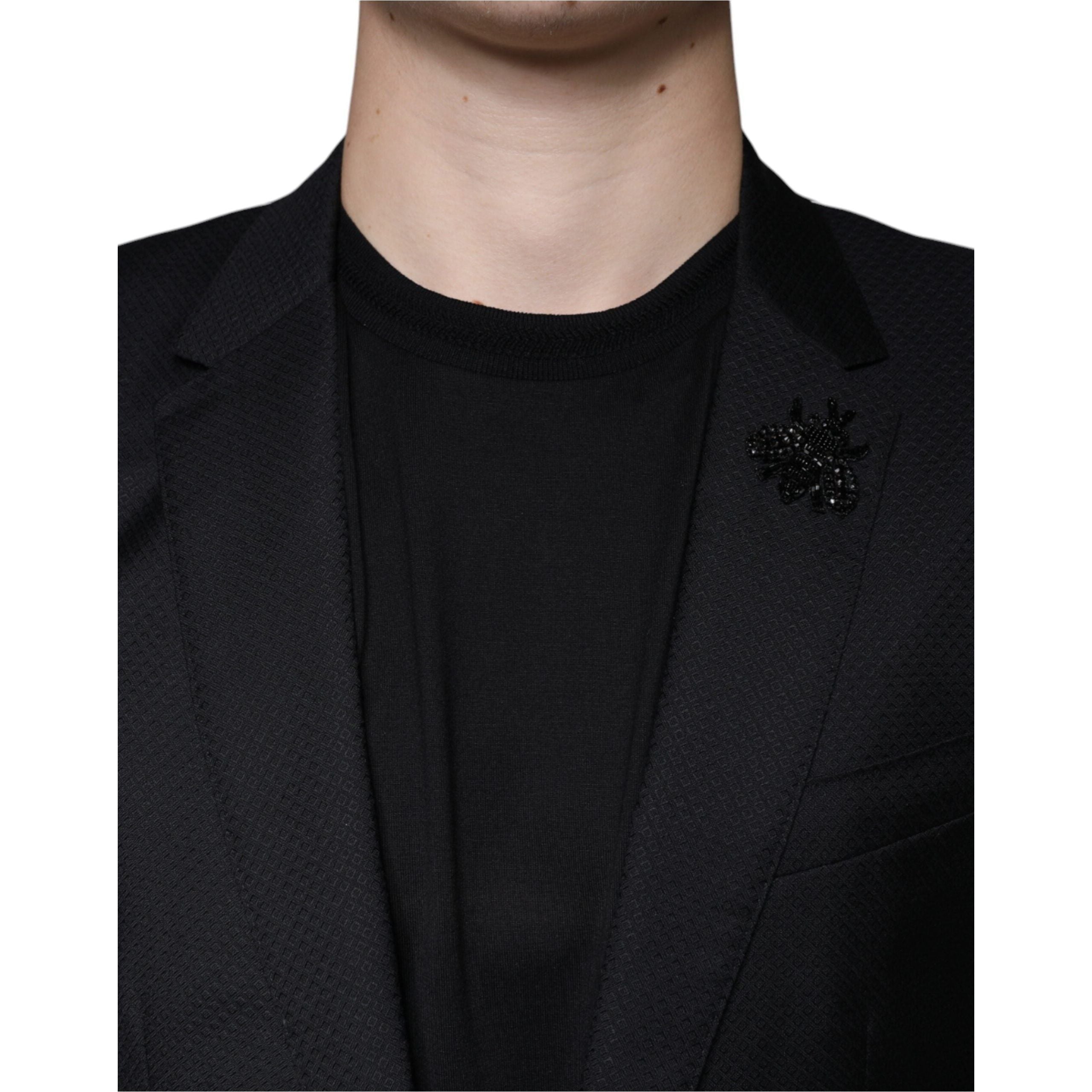Dolce & Gabbana Black Virgin Wool Single Breasted Blazer