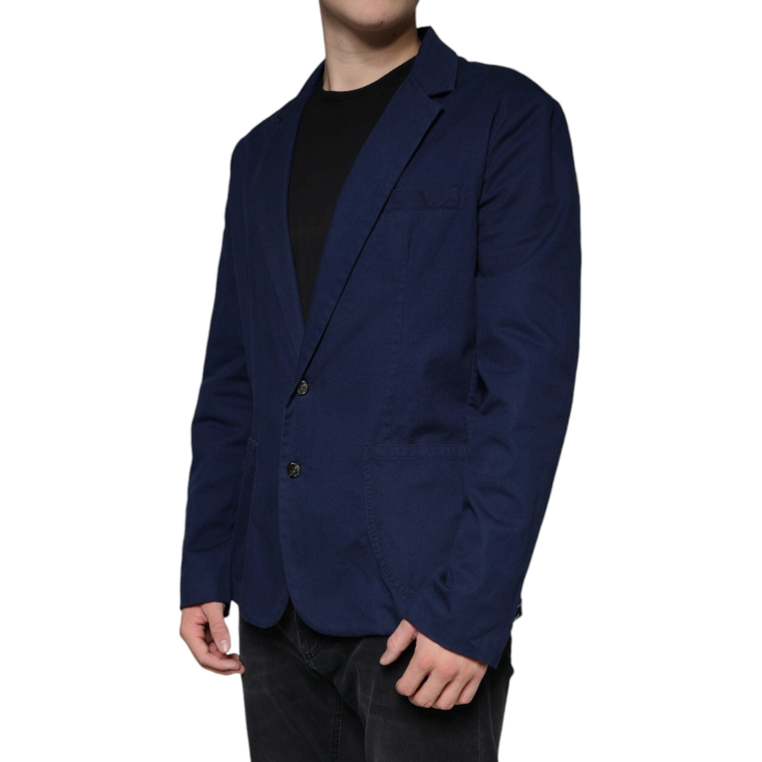 Dolce & Gabbana Blue Wool Notch Single Breasted Blazer