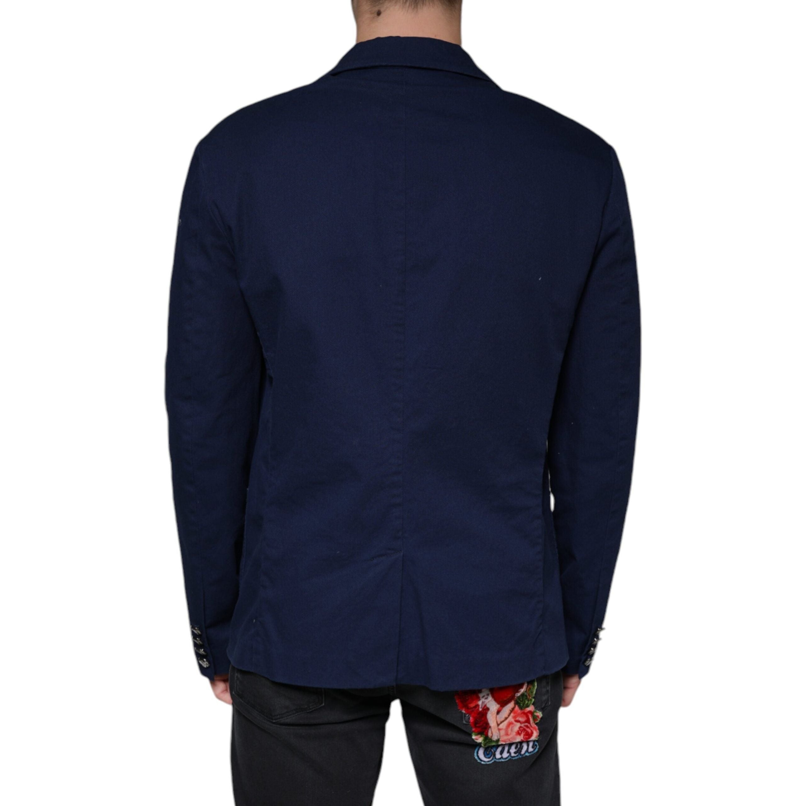 Dolce & Gabbana Blue Wool Notch Single Breasted Blazer