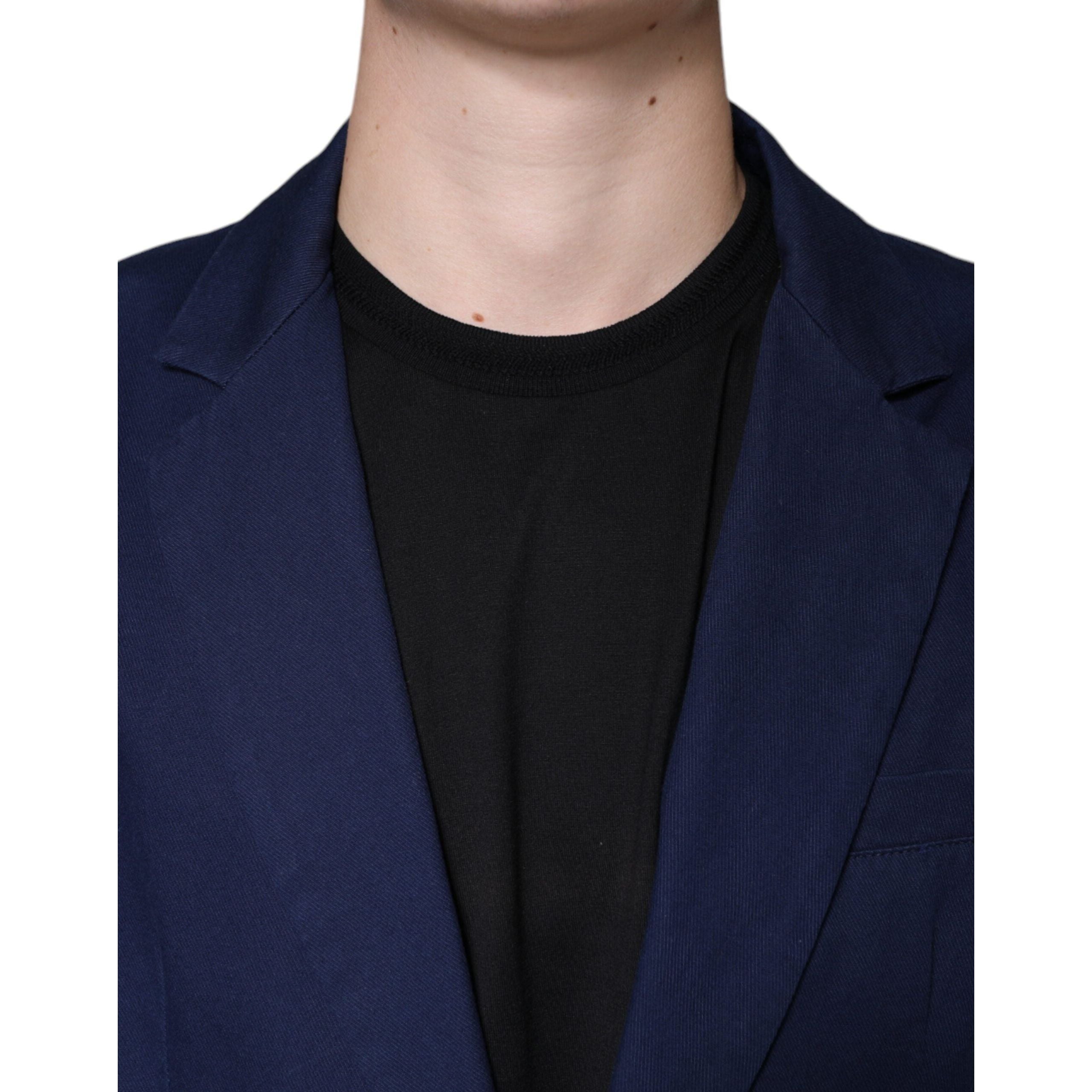 Dolce & Gabbana Blue Wool Notch Single Breasted Blazer