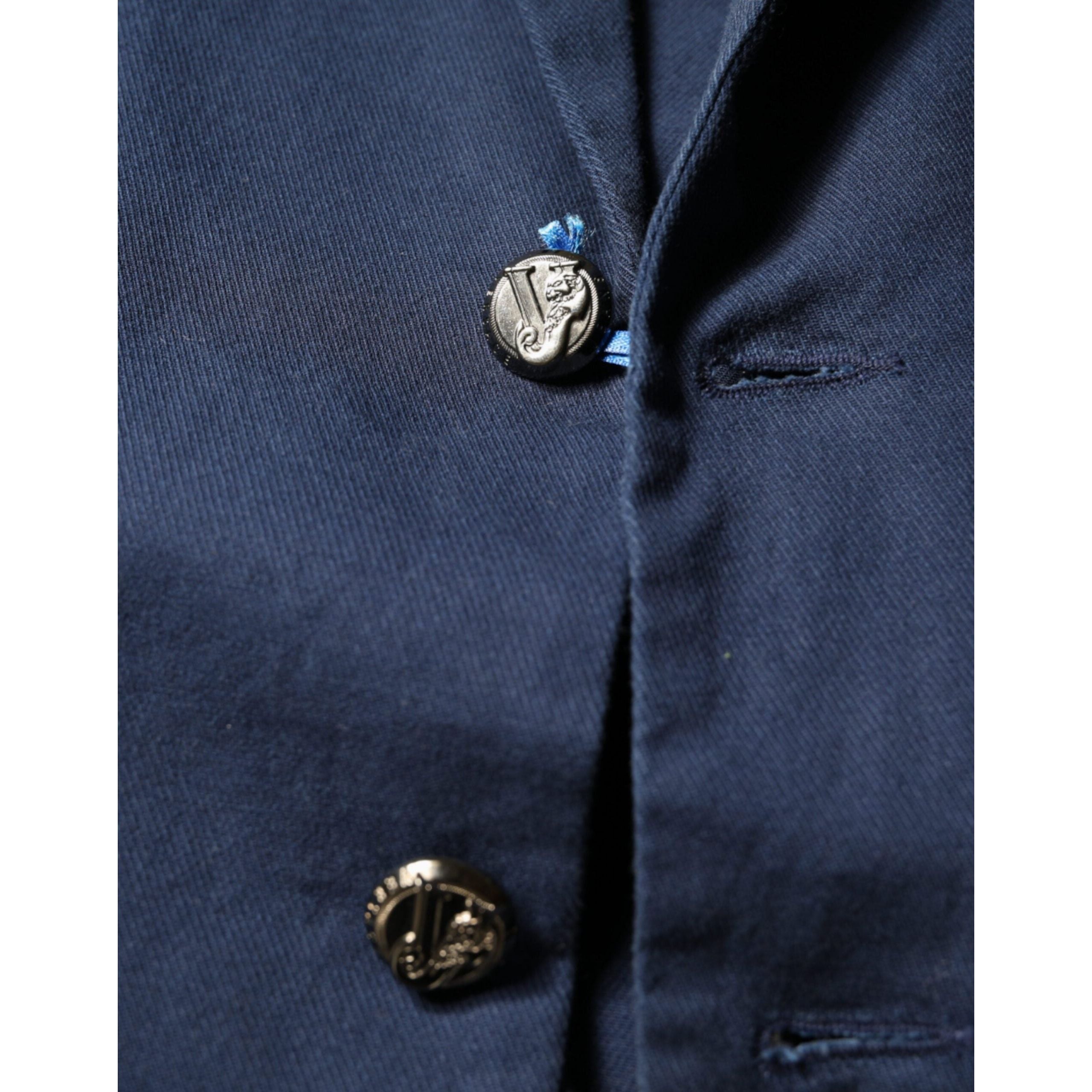 Dolce & Gabbana Blue Wool Notch Single Breasted Blazer