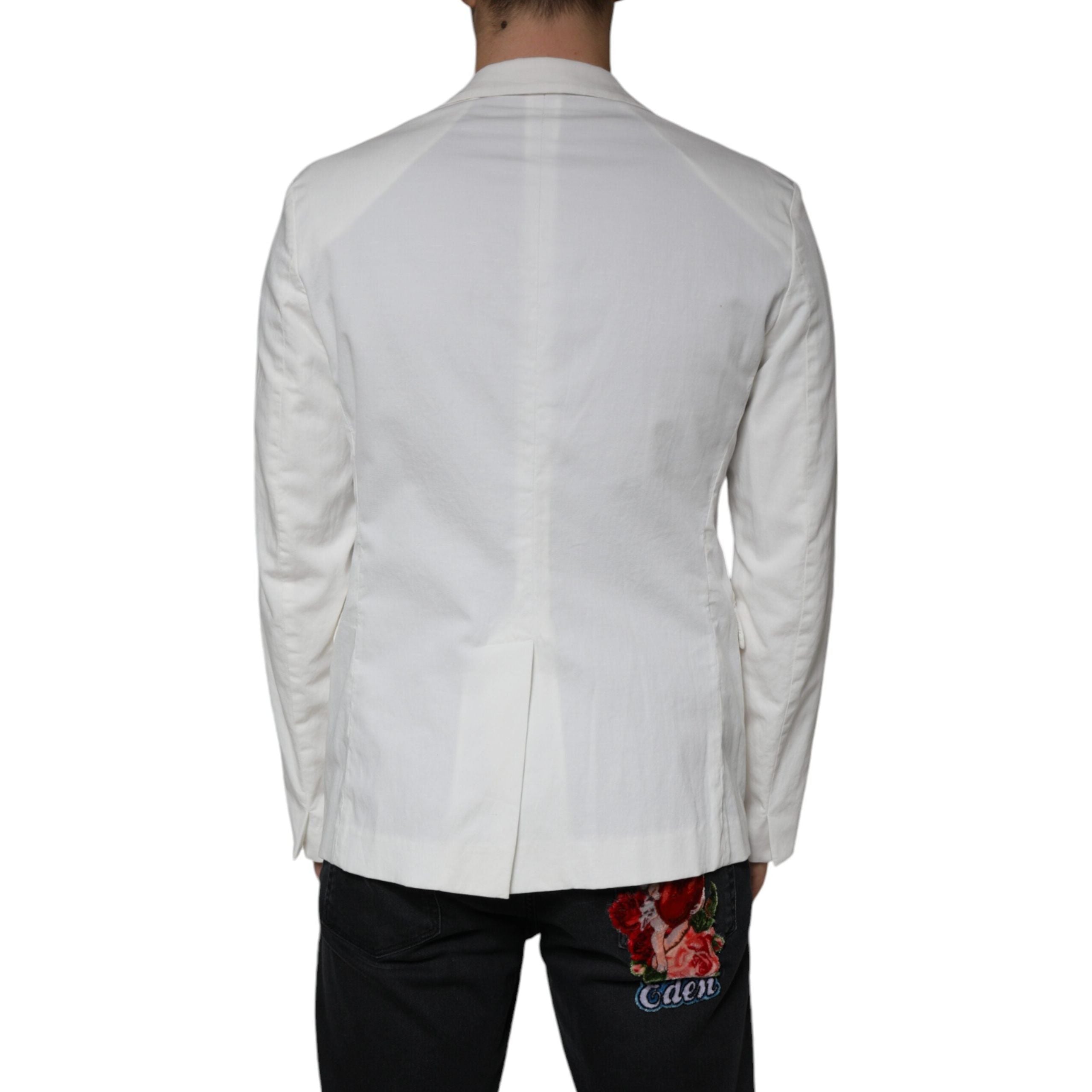 Dondup White Cotton Single Breasted One Button Blazer