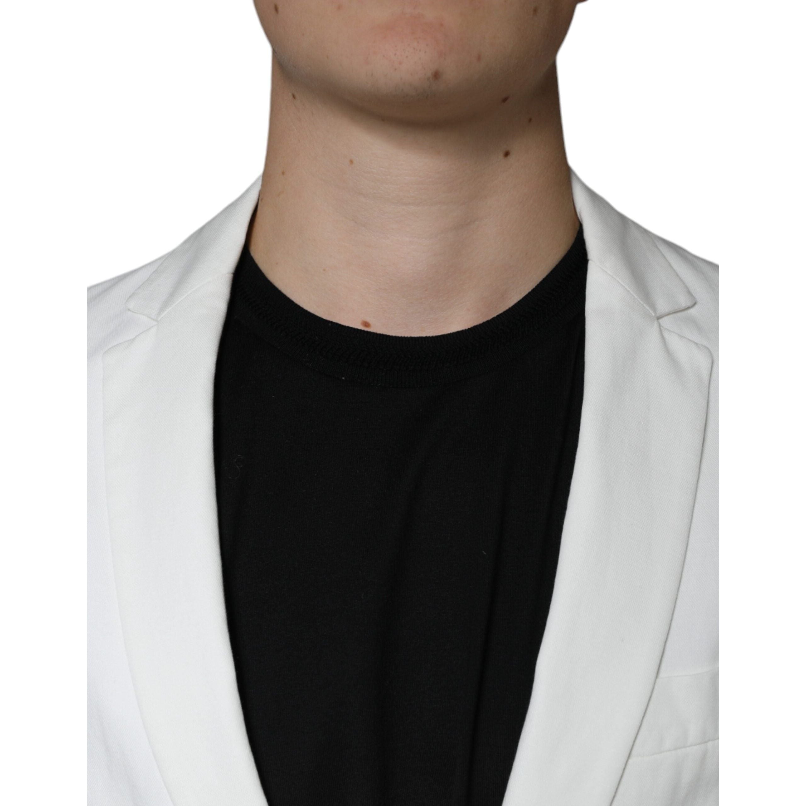 Dondup White Cotton Single Breasted One Button Blazer