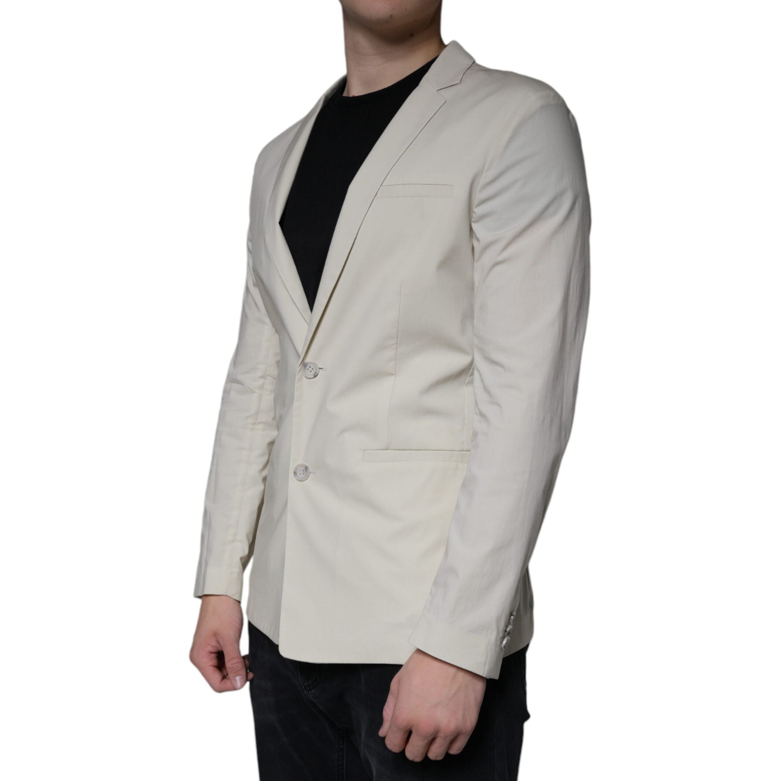 Paolo Pecora Milano Beige Cotton Single Breasted Blazer