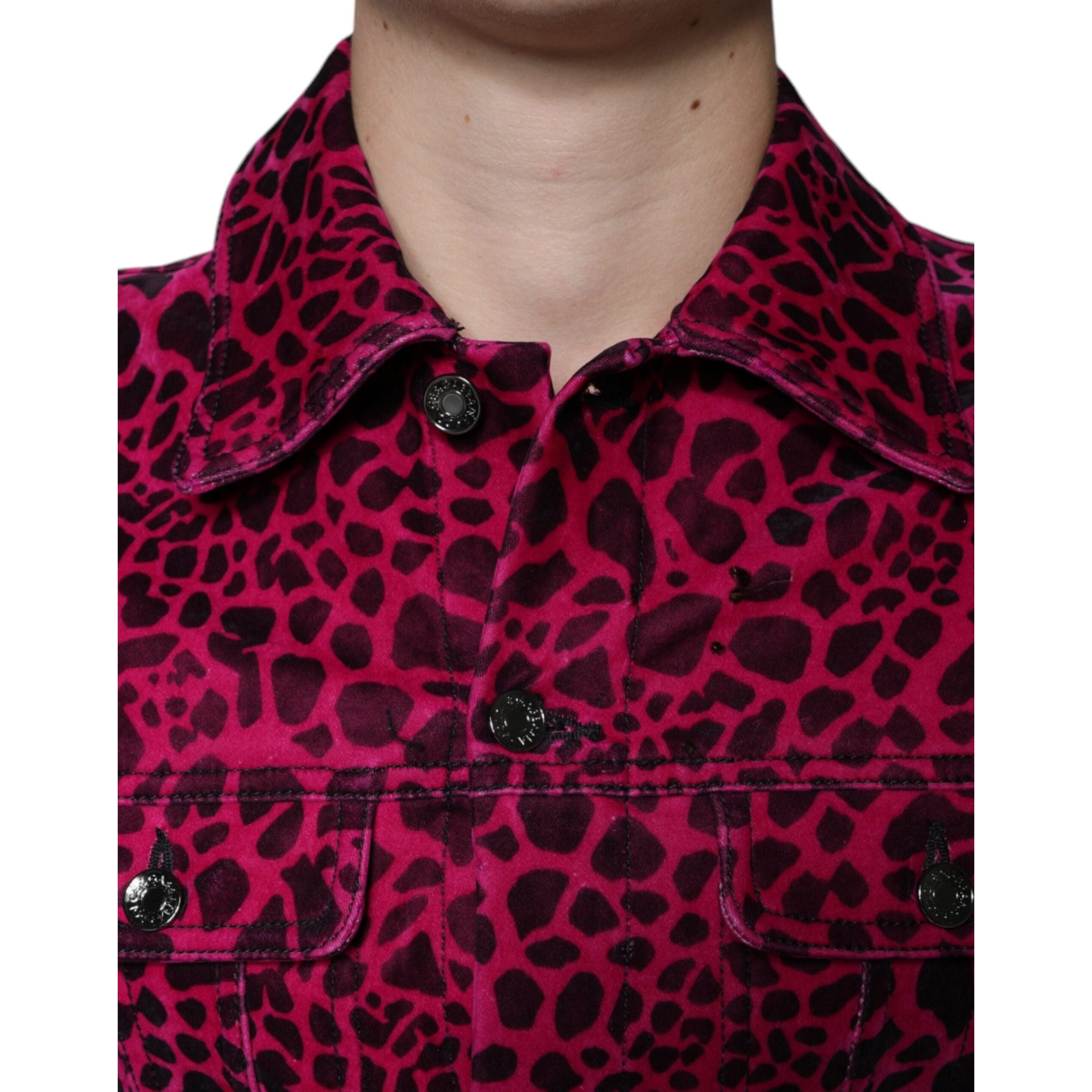 Dolce & Gabbana Fuchsia Cotton Button Down Jacket