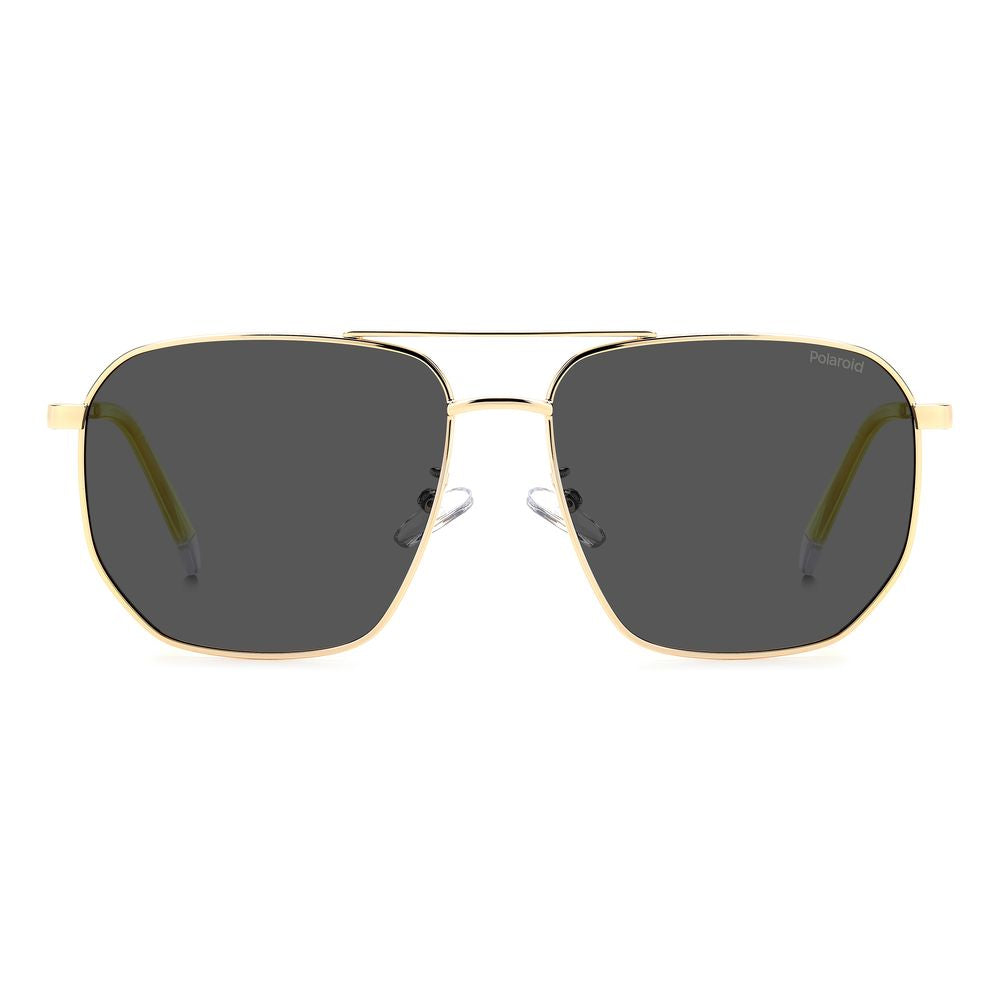 Polaroid Gold-Grey Metal Sunglasses for Timeless Elegance