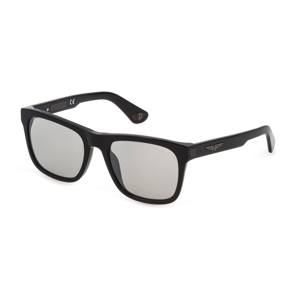 Police Black Black Plastic Sunglasses with Iconic Design Elements