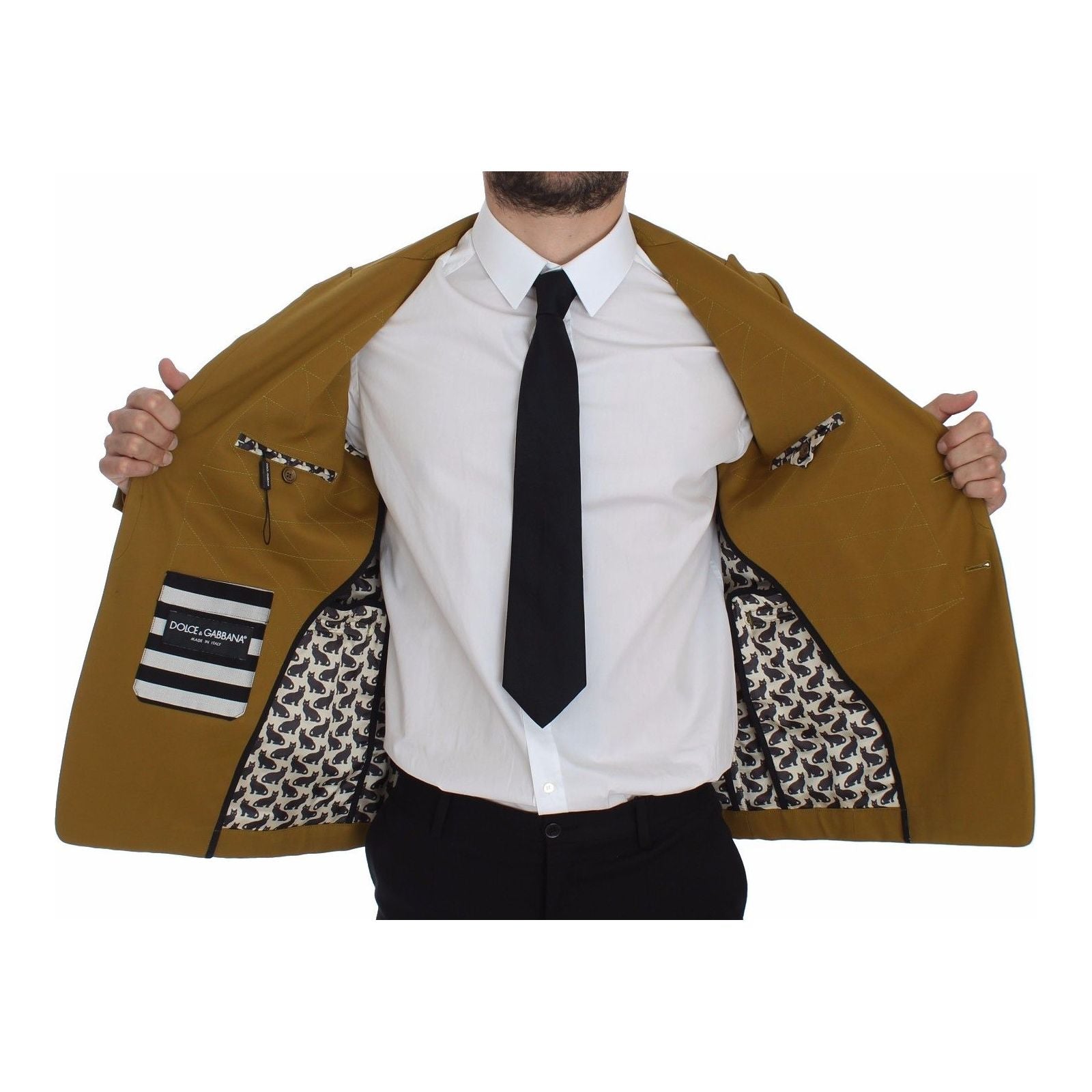 Dolce & Gabbana Yellow Cotton Blend Casual Blazer
