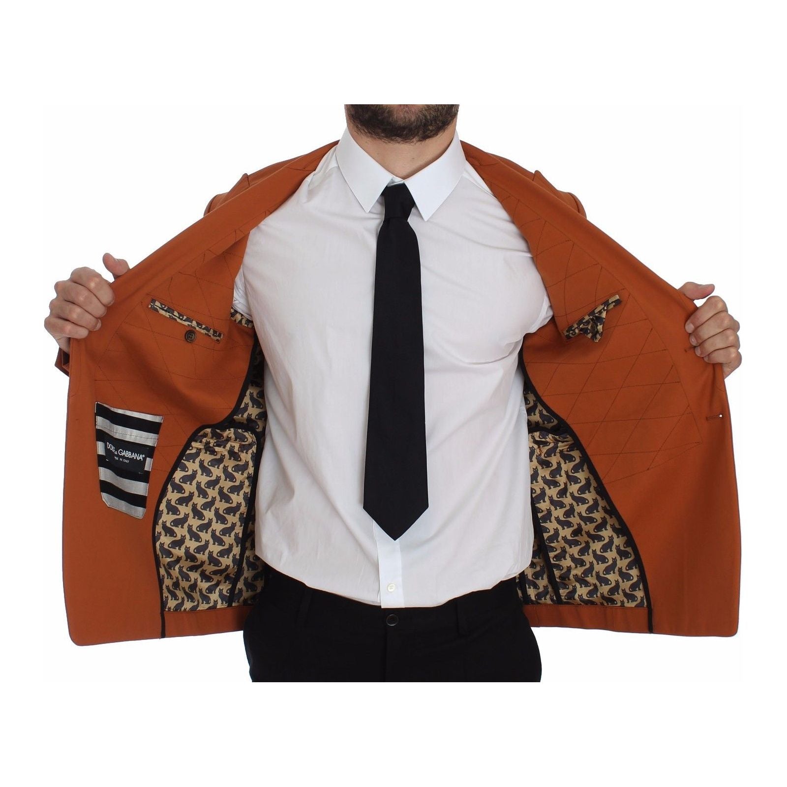 Dolce & Gabbana Orange Cotton Blend Casual Blazer