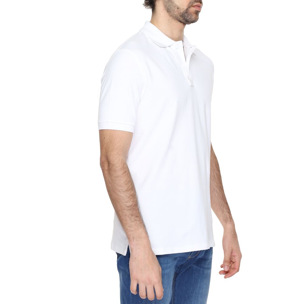 Suns White Cotton Polo Shirt for Elevated Casual Elegance
