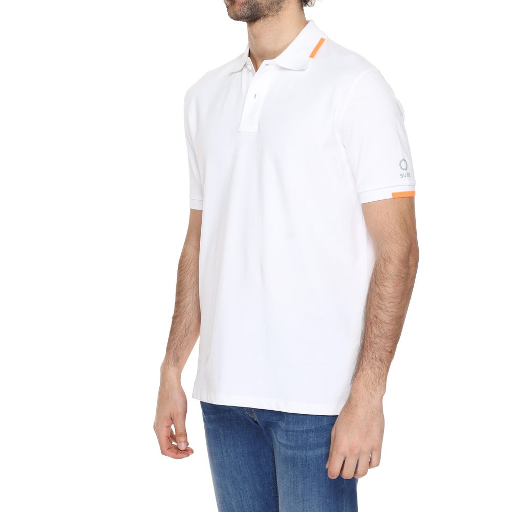 Suns White Cotton Polo Shirt for Elevated Casual Elegance