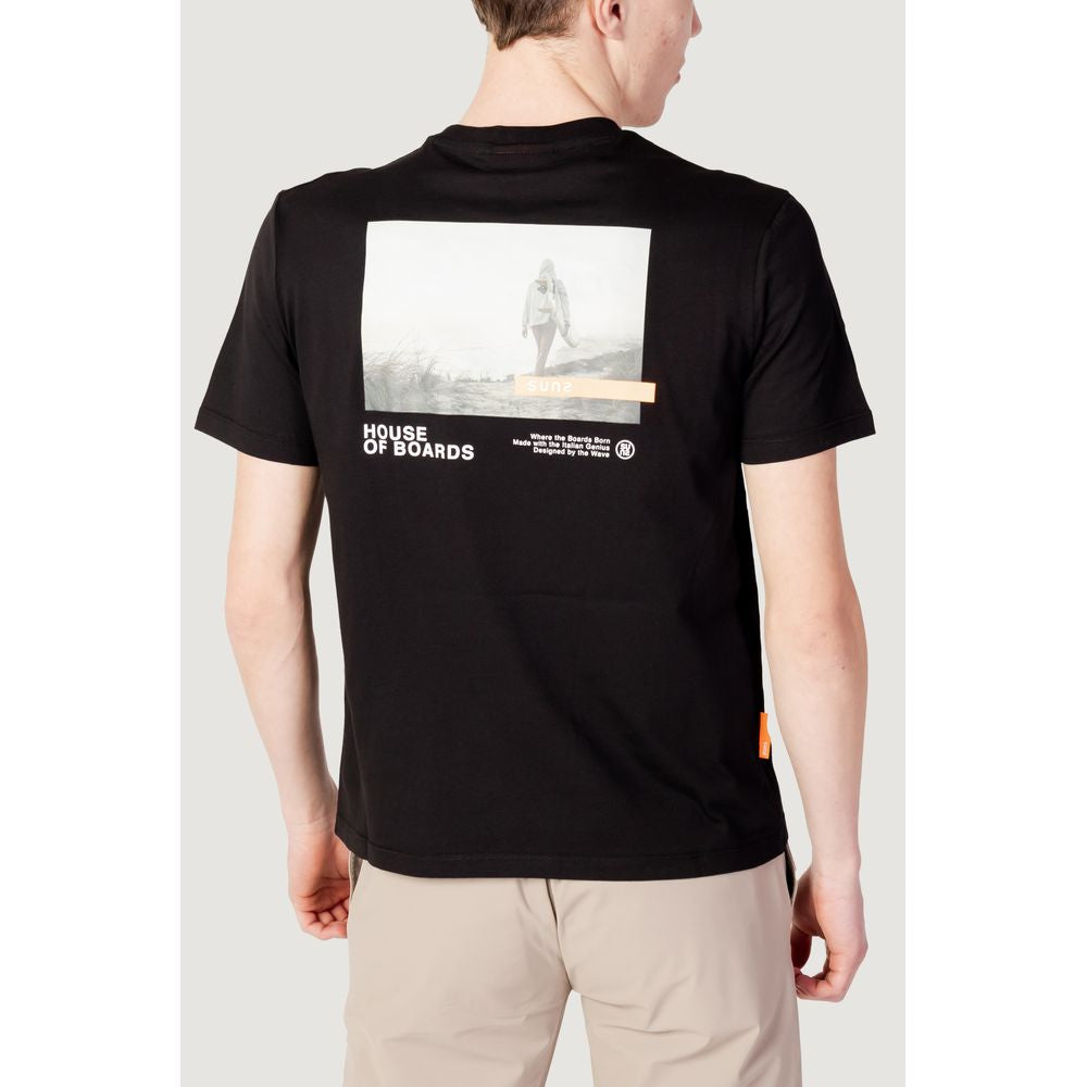 Suns Black Cotton T-Shirt for Elevated Everyday Elegance