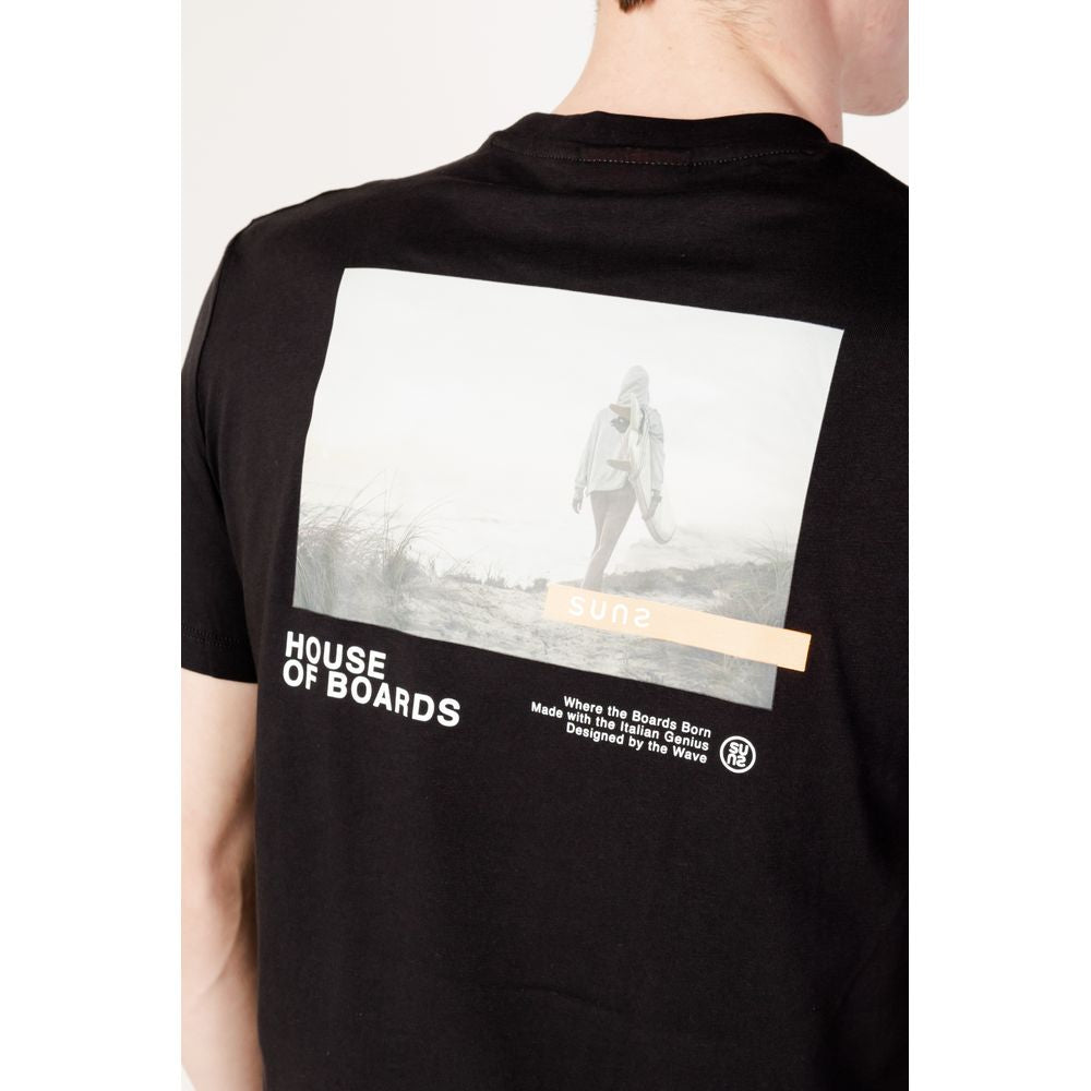 Suns Black Cotton T-Shirt for Elevated Everyday Elegance