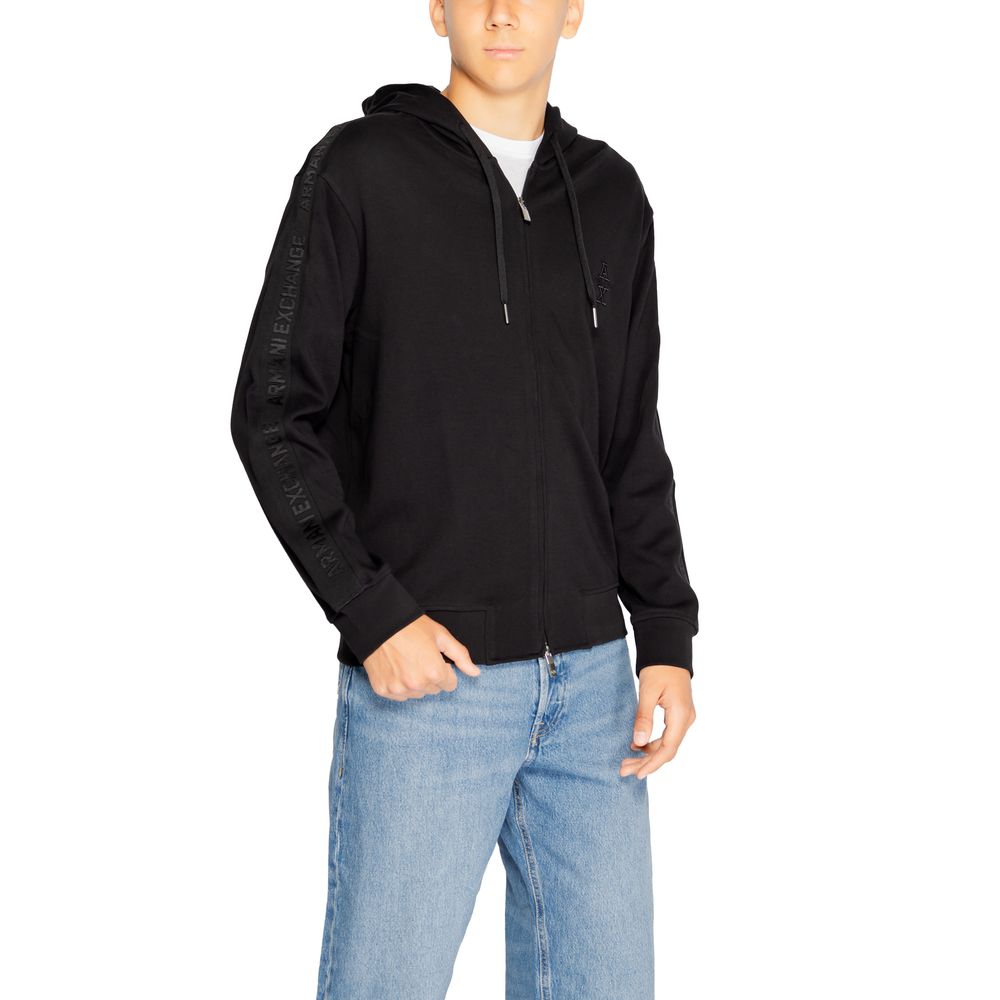 Armani Exchange Black Cotton Sweater for Effortless Elegance