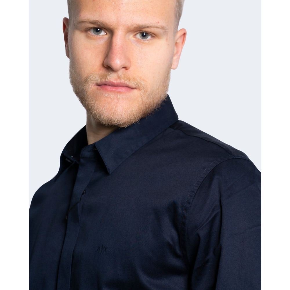 Armani Exchange Blue Cotton Shirt for Effortless Elegance