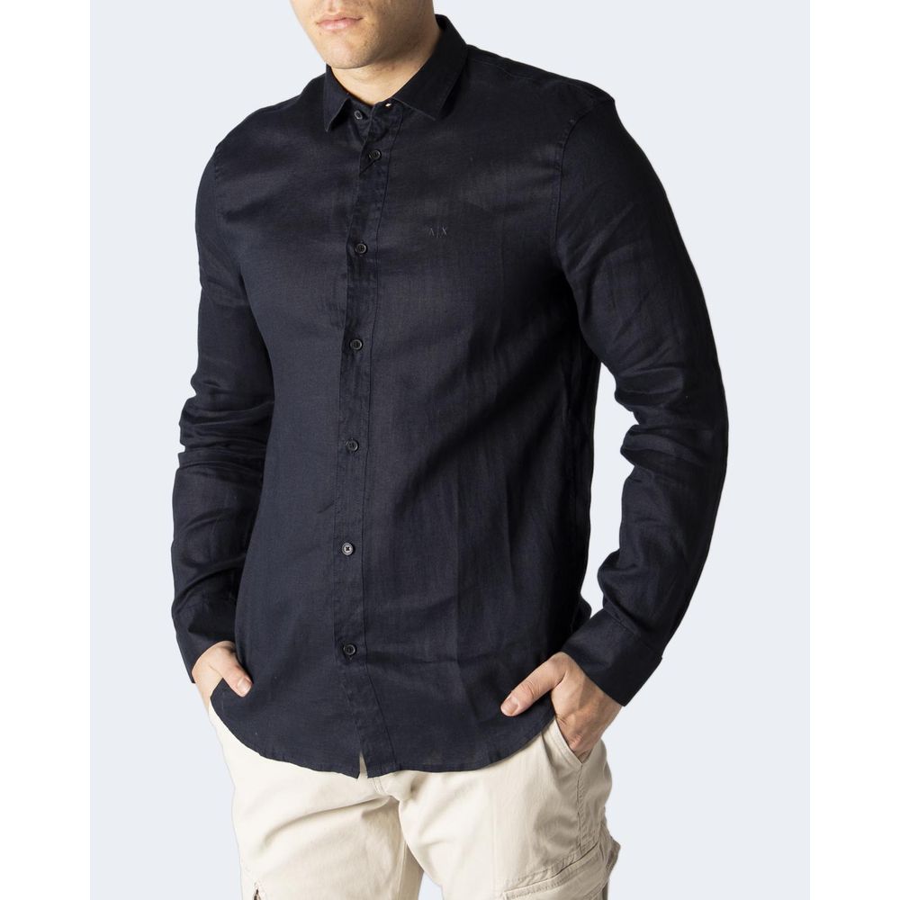Armani Exchange Blue Linen Shirt for Effortless Elegance