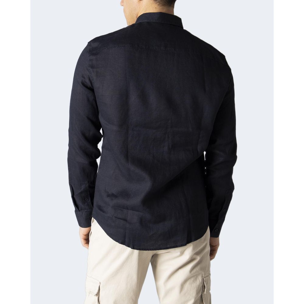 Armani Exchange Blue Linen Shirt for Effortless Elegance