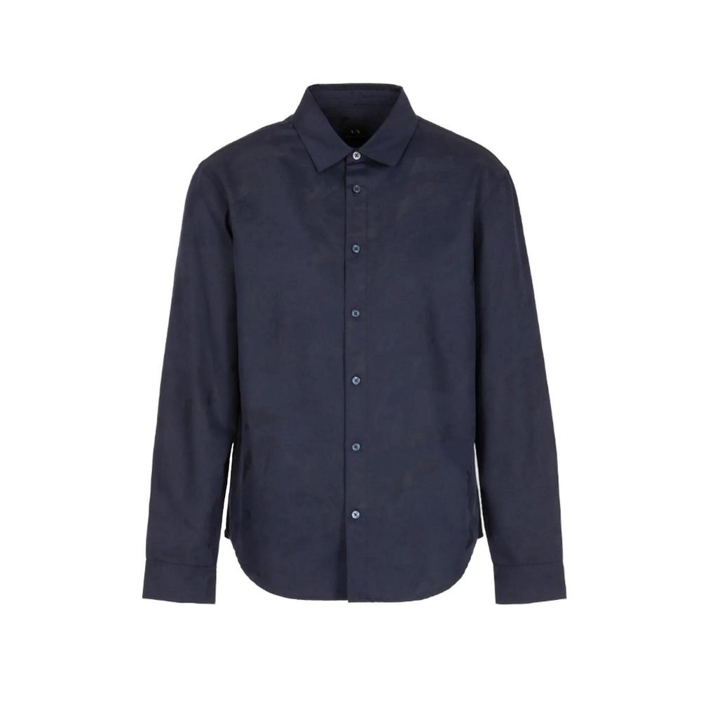 Armani Exchange Blue Cotton Shirt for Elevated Style