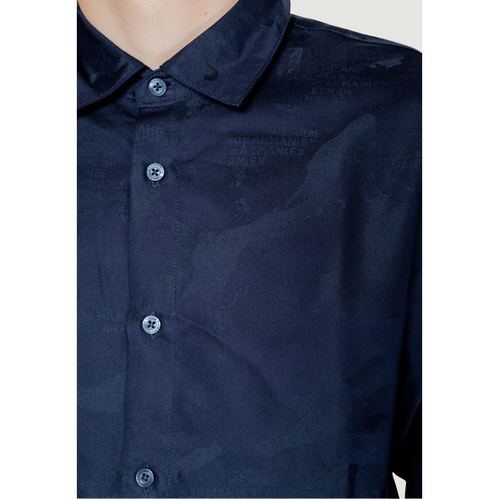 Armani Exchange Blue Cotton Shirt for Elevated Style