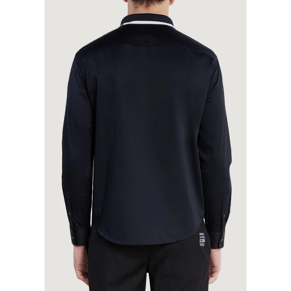 Armani Exchange Blue Cotton Shirt for Effortless Sophistication