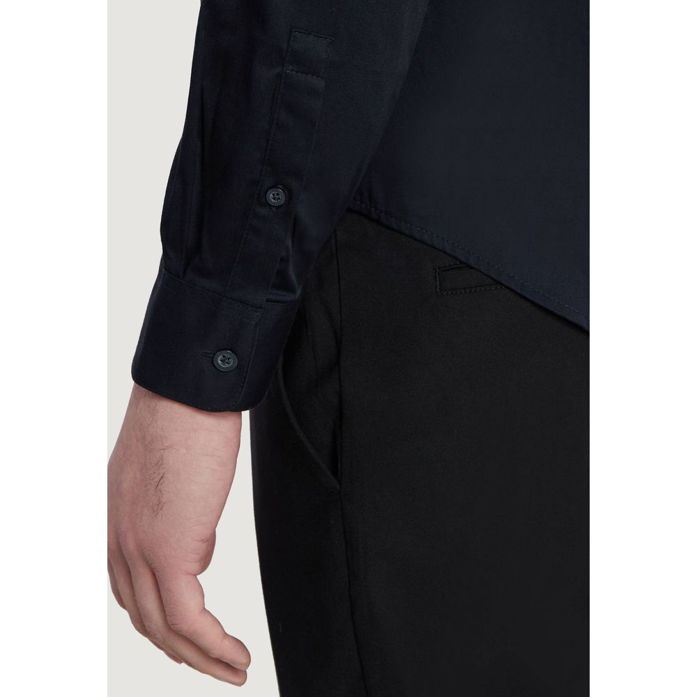 Armani Exchange Blue Cotton Shirt for Effortless Sophistication