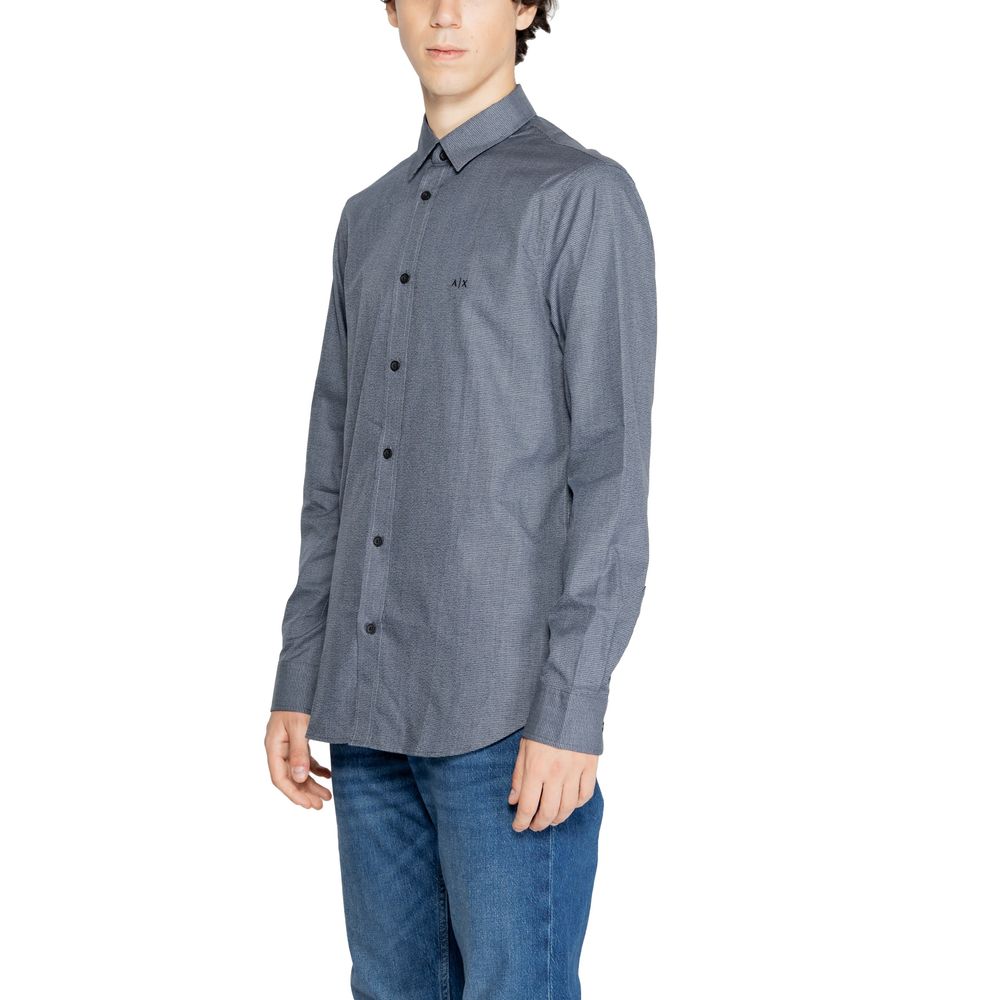 Armani Exchange Blue Cotton Shirt for Elevated Style