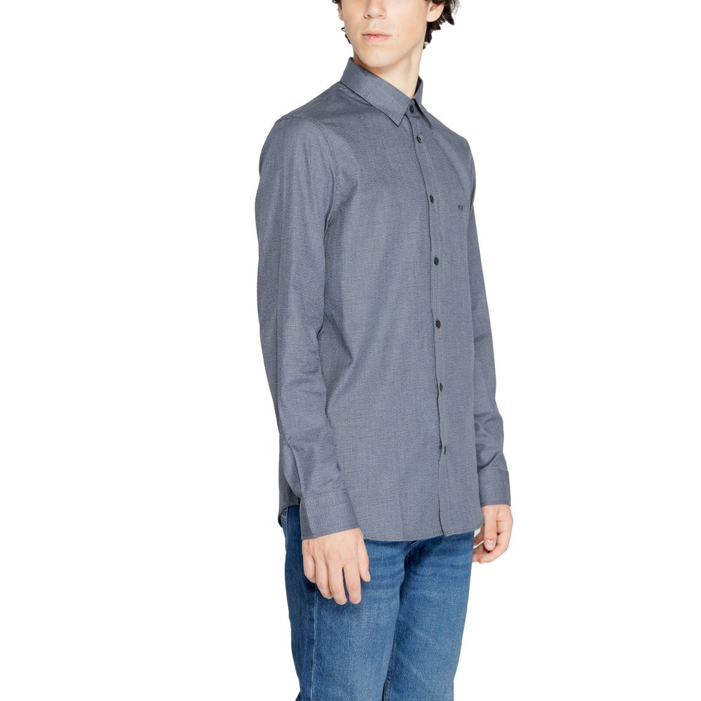 Armani Exchange Blue Cotton Shirt for Elevated Style