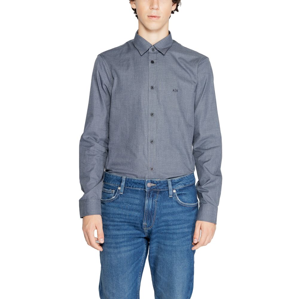 Armani Exchange Blue Cotton Shirt for Elevated Style