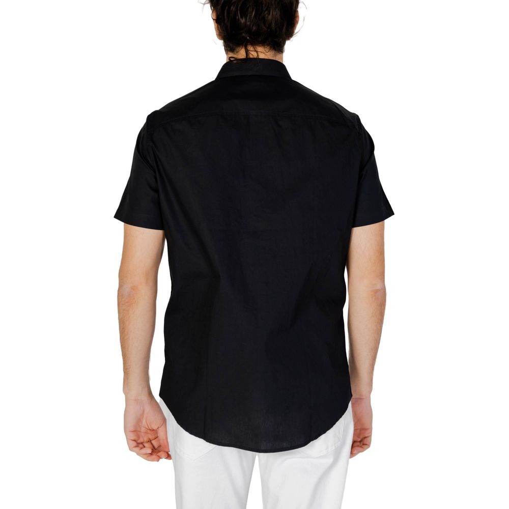 Armani Exchange Black Cotton Shirt for Effortless Sophistication