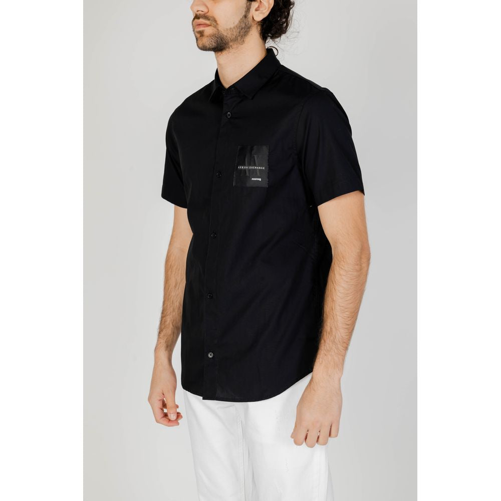 Armani Exchange Black Cotton Shirt for Effortless Sophistication