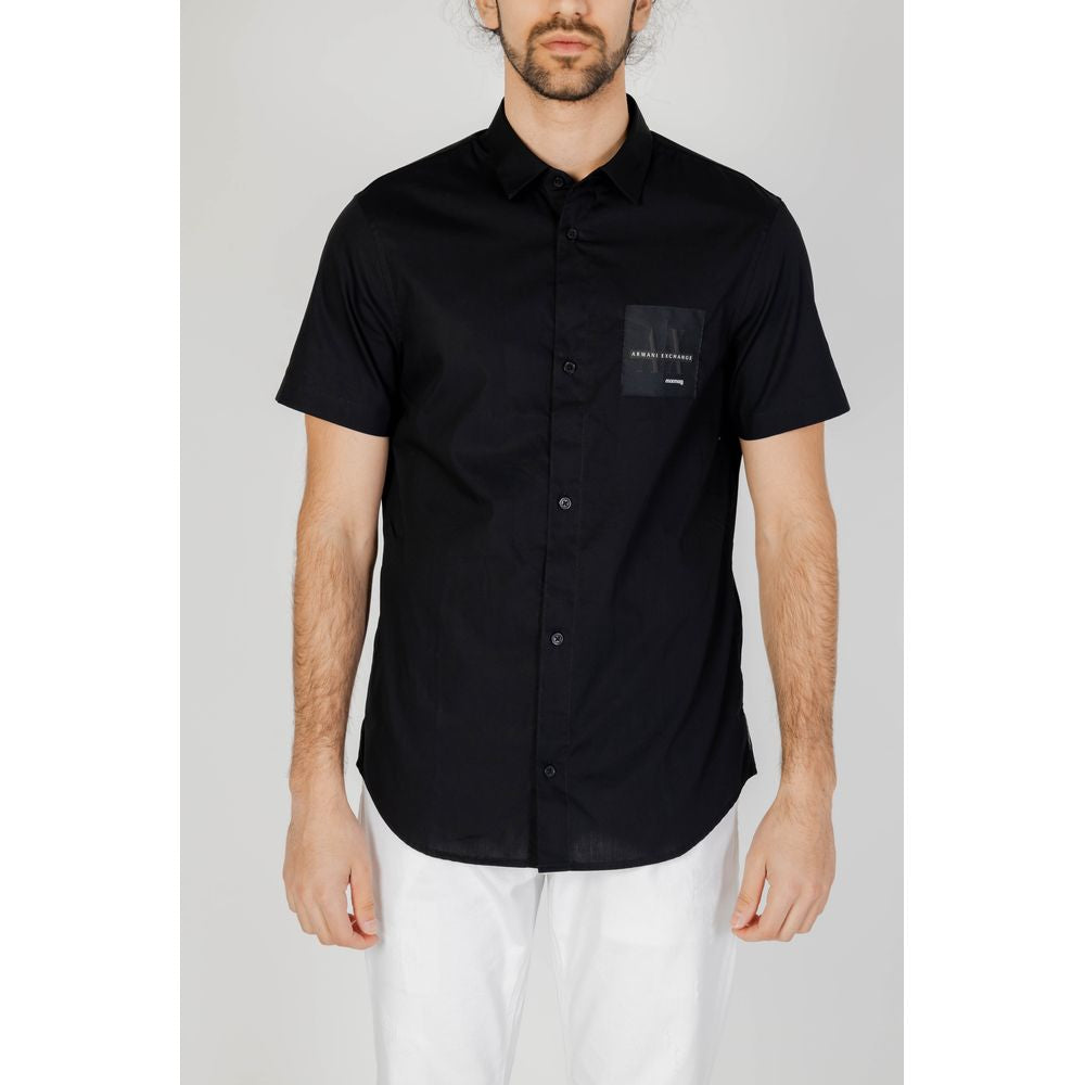 Armani Exchange Black Cotton Shirt for Effortless Sophistication