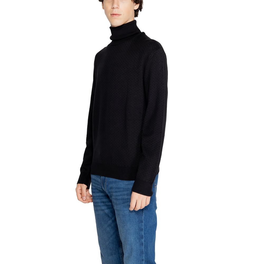 Armani Exchange Black Cotton Sweater for Elevated Style