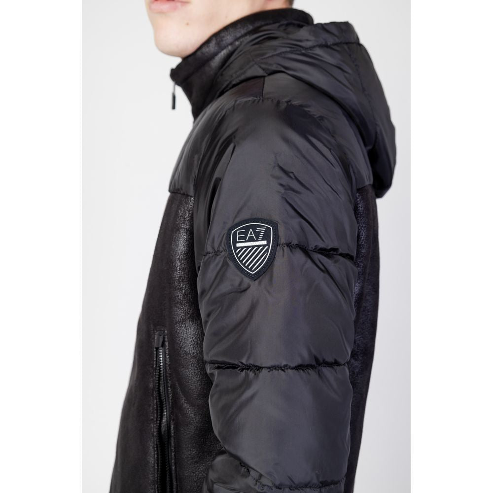 EA7 Emporio Armani Black Nylon Jacket for Elevated Style