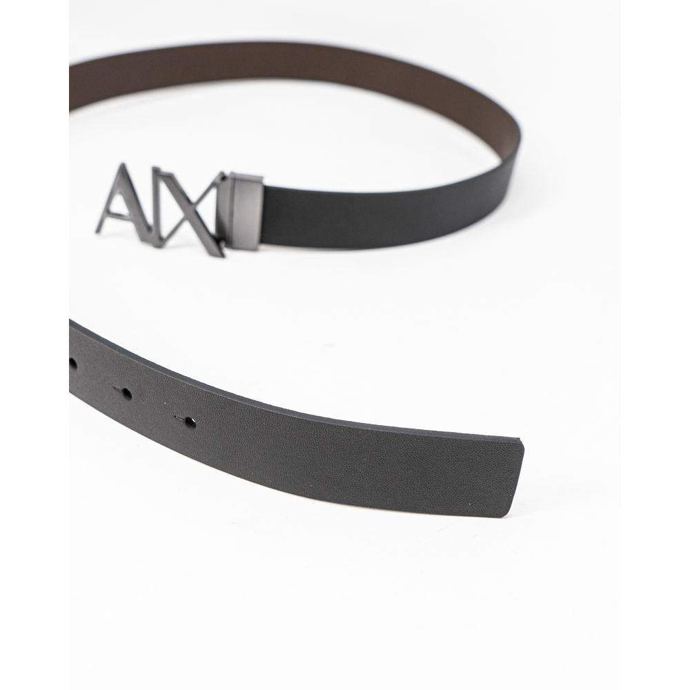 Armani Exchange Black Leather Belt for Timeless Elegance