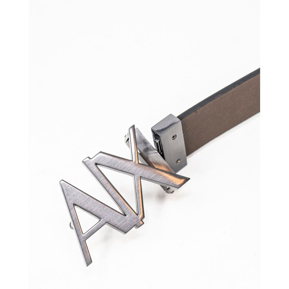 Armani Exchange Black Leather Belt for Timeless Elegance