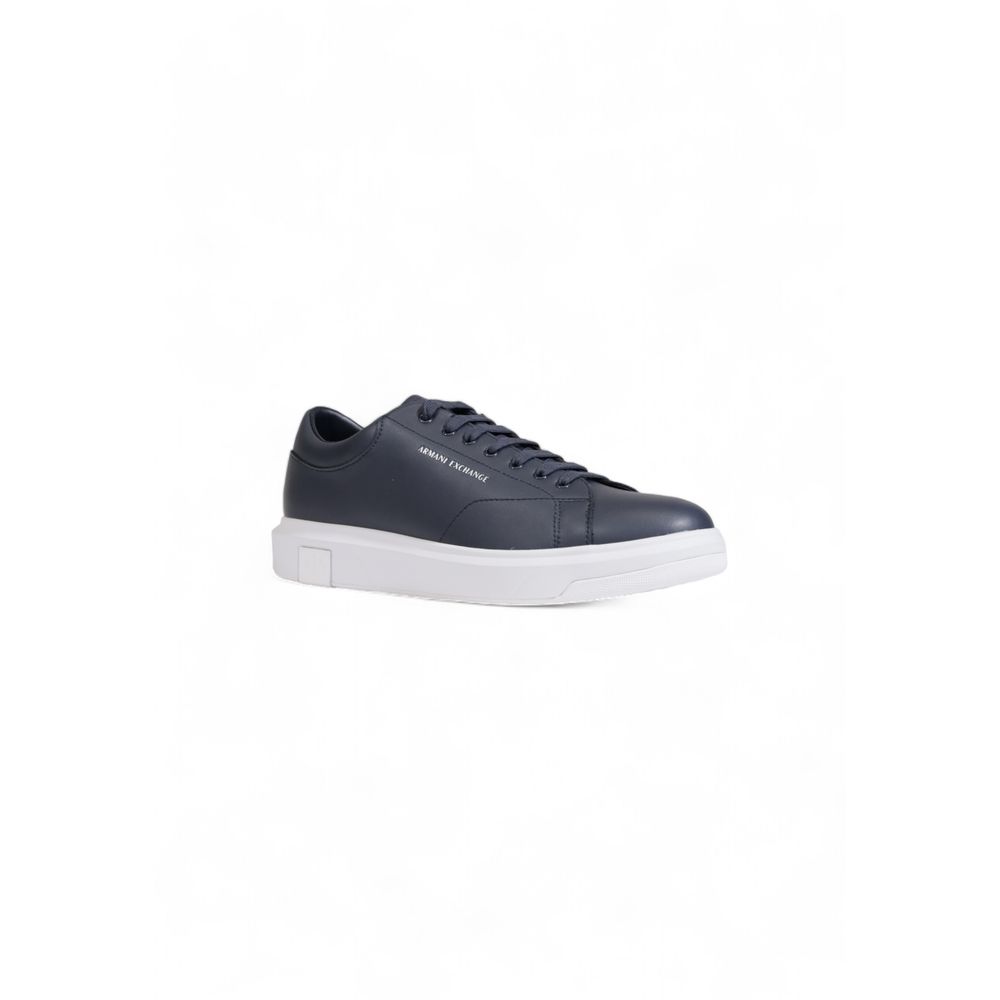 Armani Exchange Blue Leather Sneaker for Elevated Style