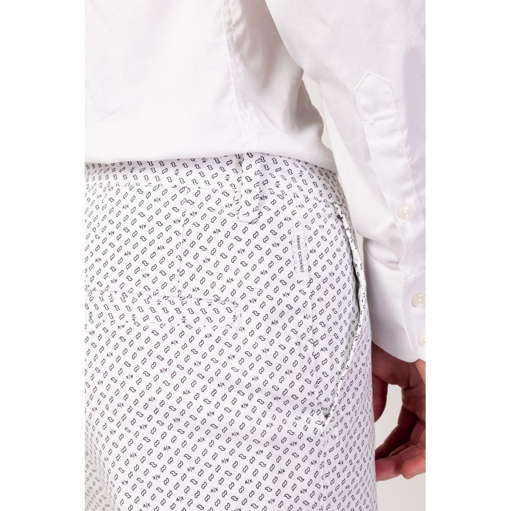Armani Exchange White Cotton Shorts for Effortless Elegance