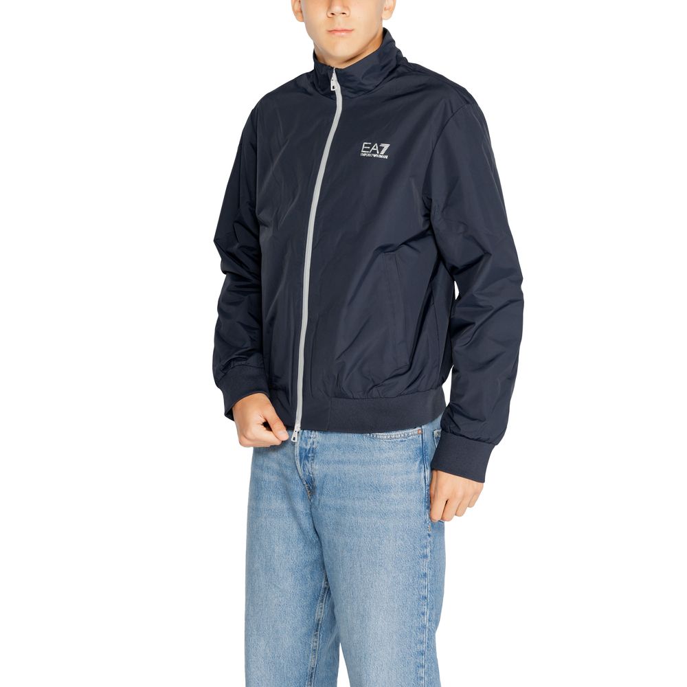 EA7 Emporio Armani Blue Cotton Jacket for Sophisticated Style