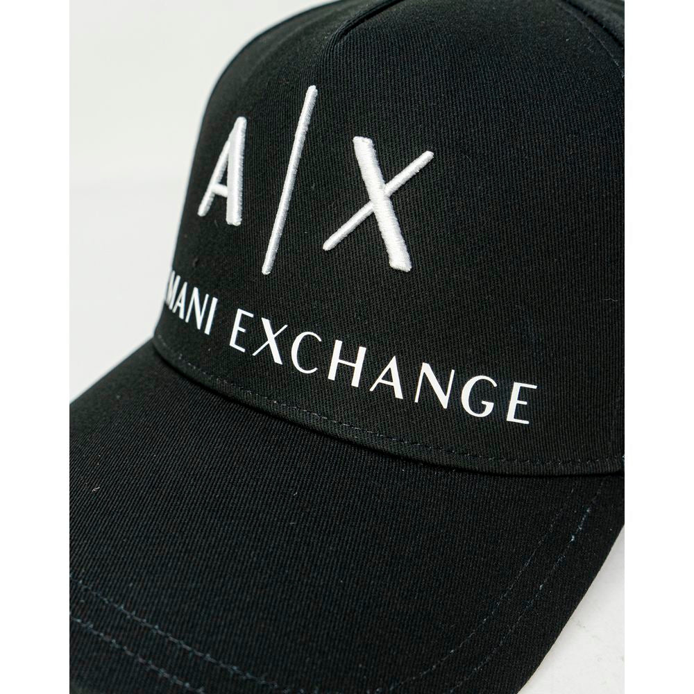 Armani Exchange Black Cotton Cap for Elevated Style
